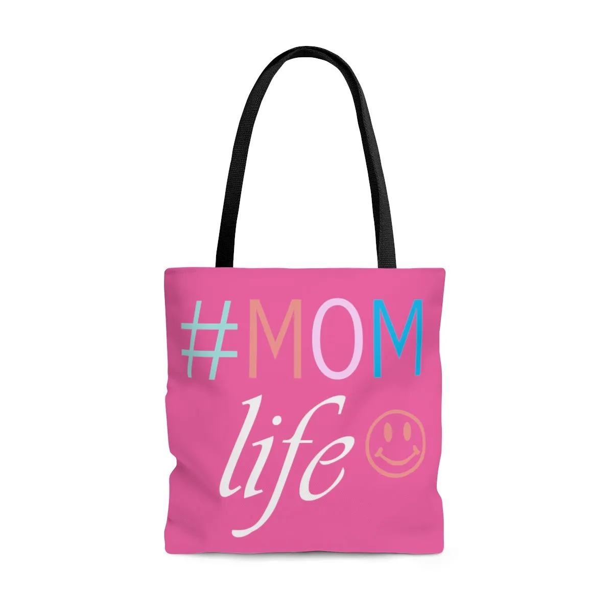 # Mom Life Smile Large Dark Pink Tote Bag (Dual-Sided Design)