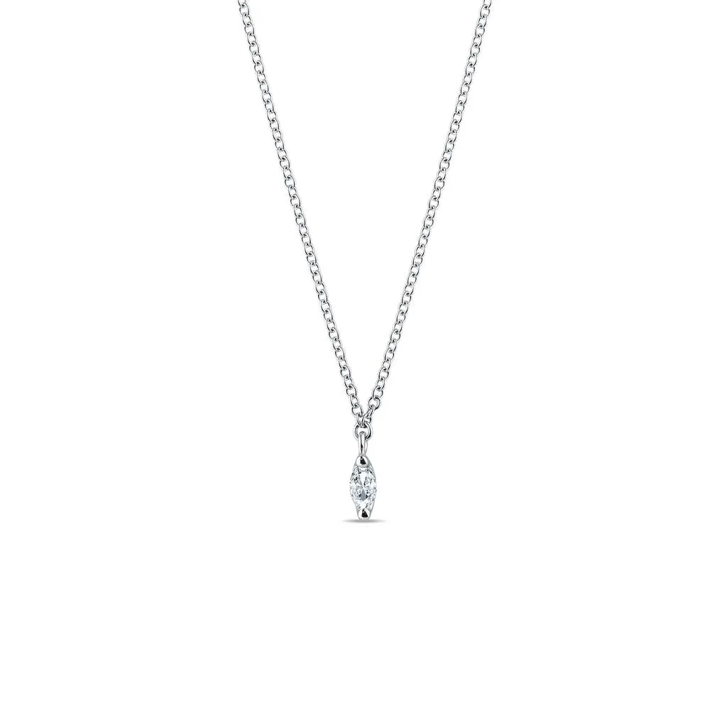 0.13 CT Marquise Moissanite Diamond Solitaire Pendent Necklace