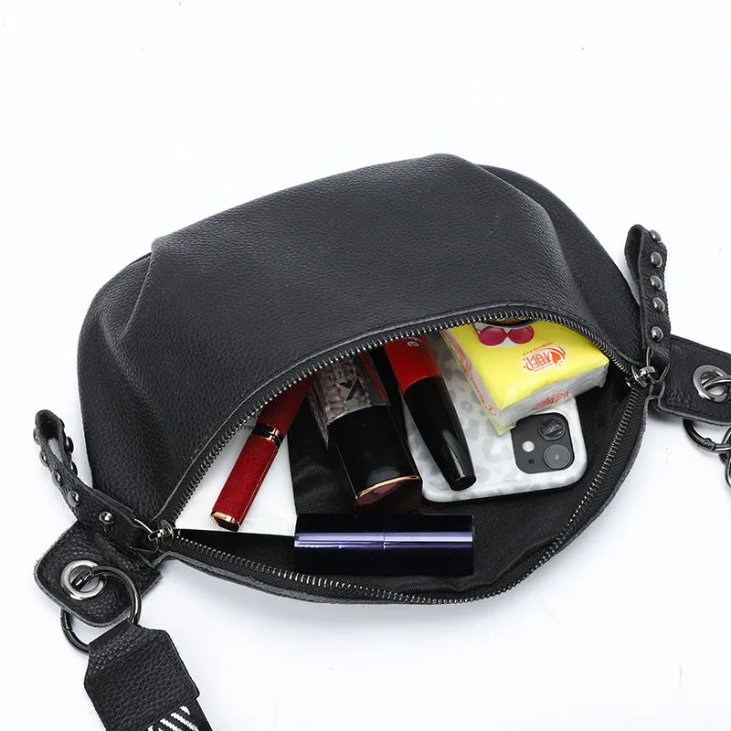 2021 Genuine Leather Messenger Shoulder Packs Casual Women Chest Money Pouch Half Moon Waist Bag Fas