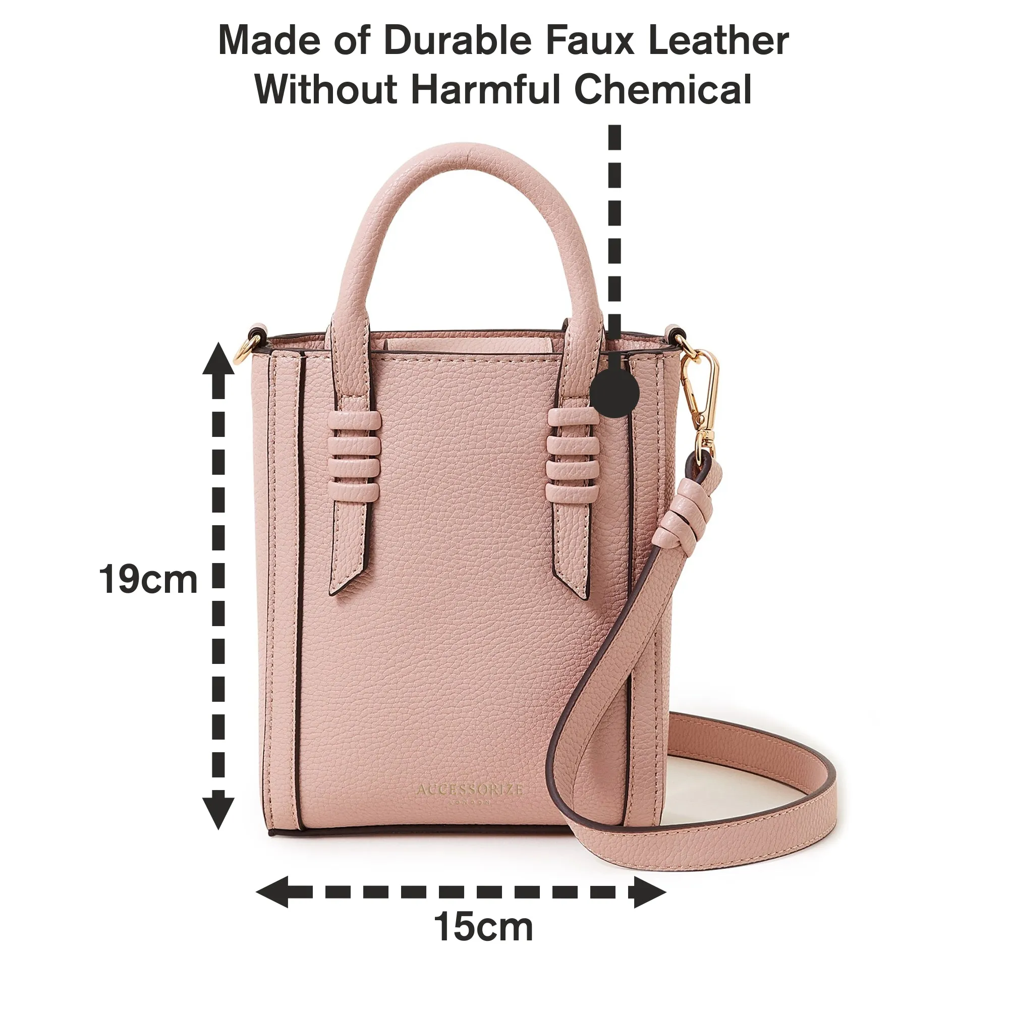 Accessorize London Women's Faux Leather Pink Artisan Handle Satchel Sling Bag