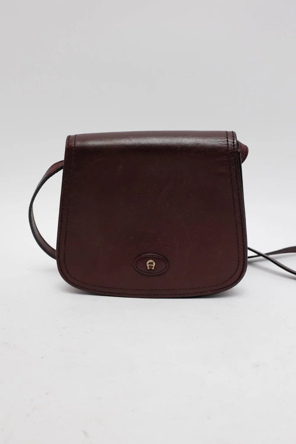 AIGNER BURGUNDY CROSSBODY LEATHER BAG