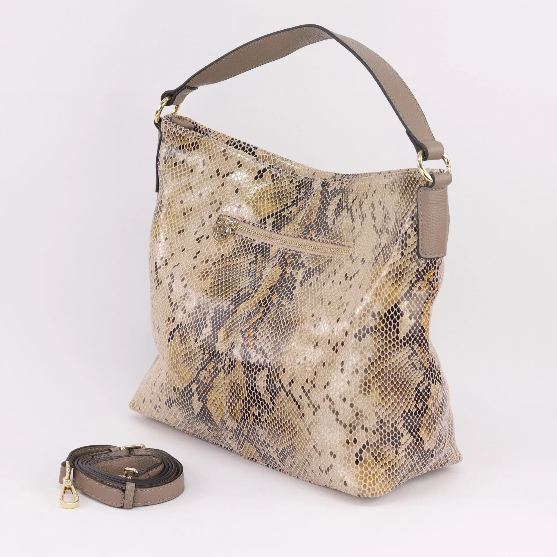 Chic Amber Leather Hobo Bag with Soft Suede Accents - Stylish and Versatile Tote