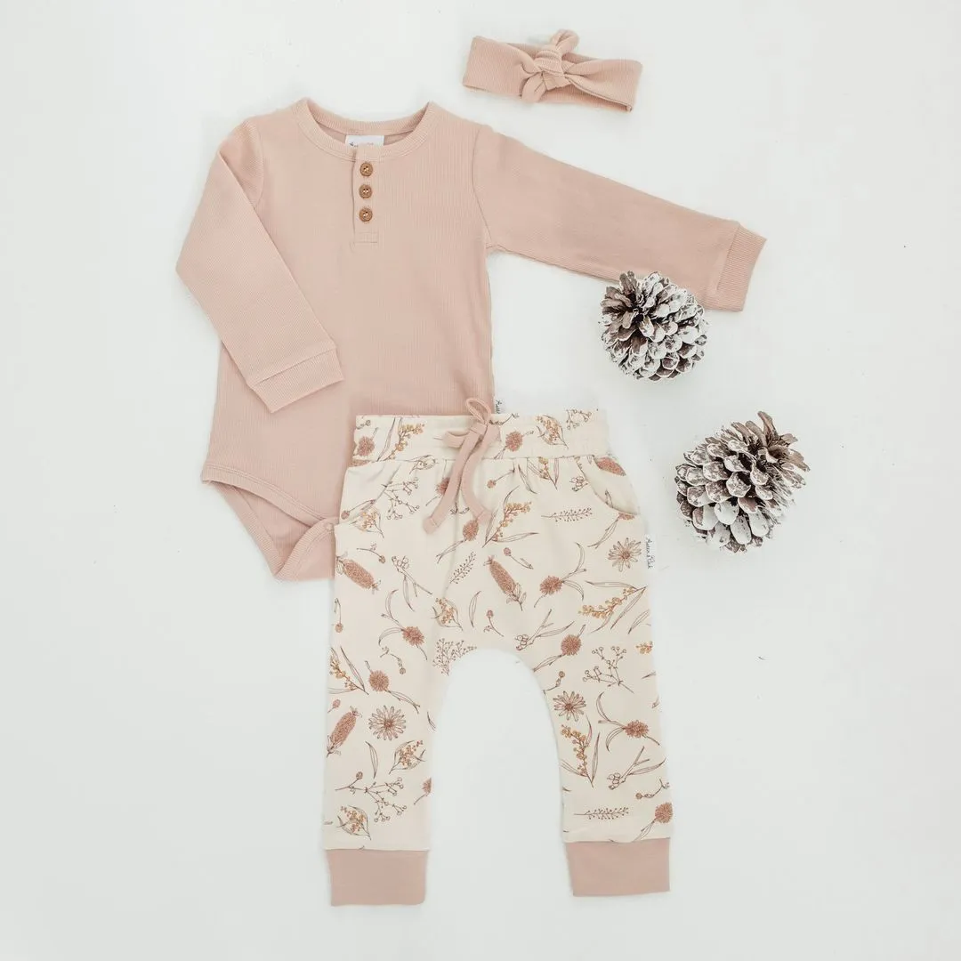 Aster & Oak | Cameo Rose Henley Onesie