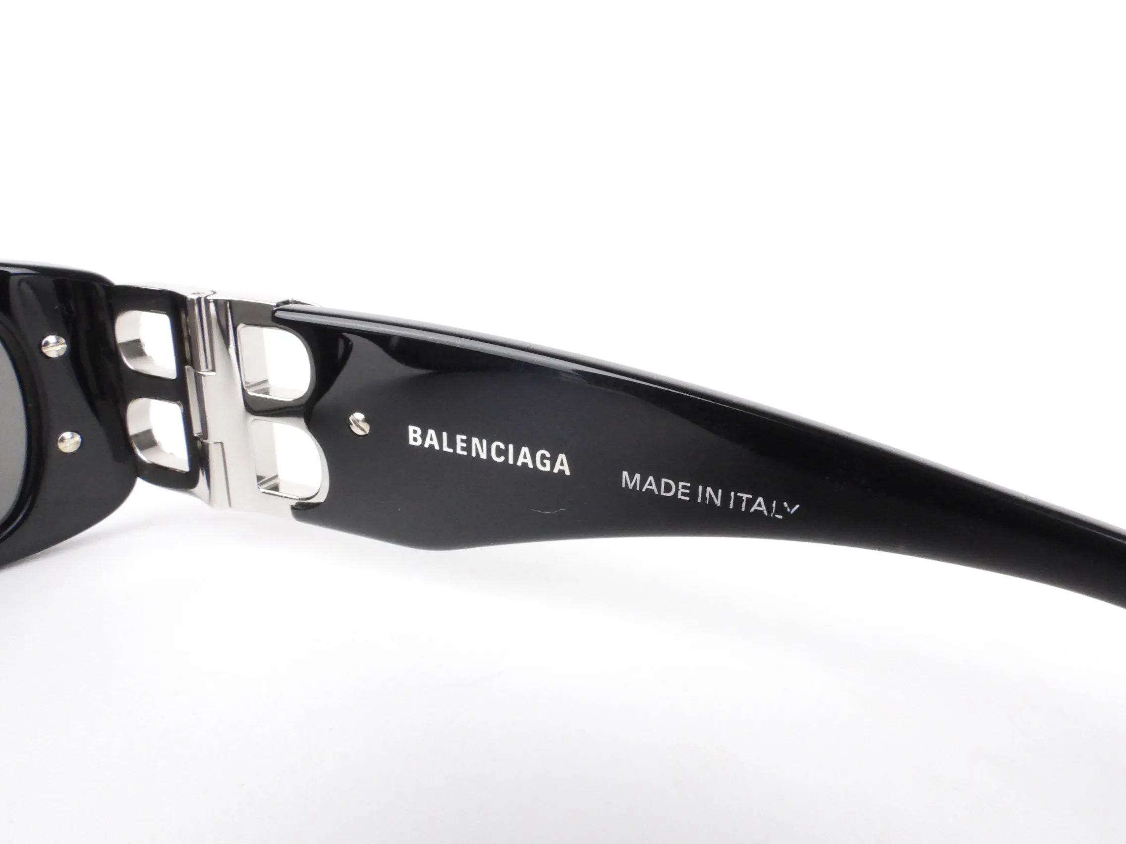 Balenciaga Black Acetate and Rhinestone Monogram Logo Dynasty Sunglasses