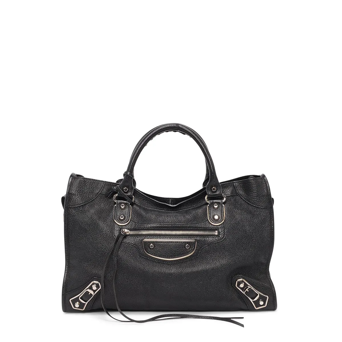 Balenciaga Black Goatskin Metallic Edge City Bag