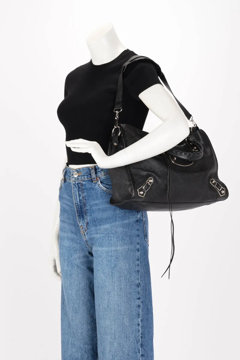 Balenciaga Black Goatskin Metallic Edge City Bag