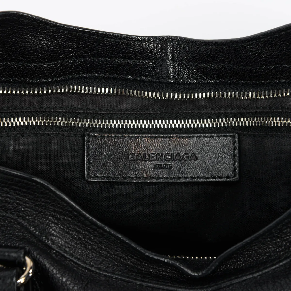 Balenciaga Black Goatskin Metallic Edge City Bag