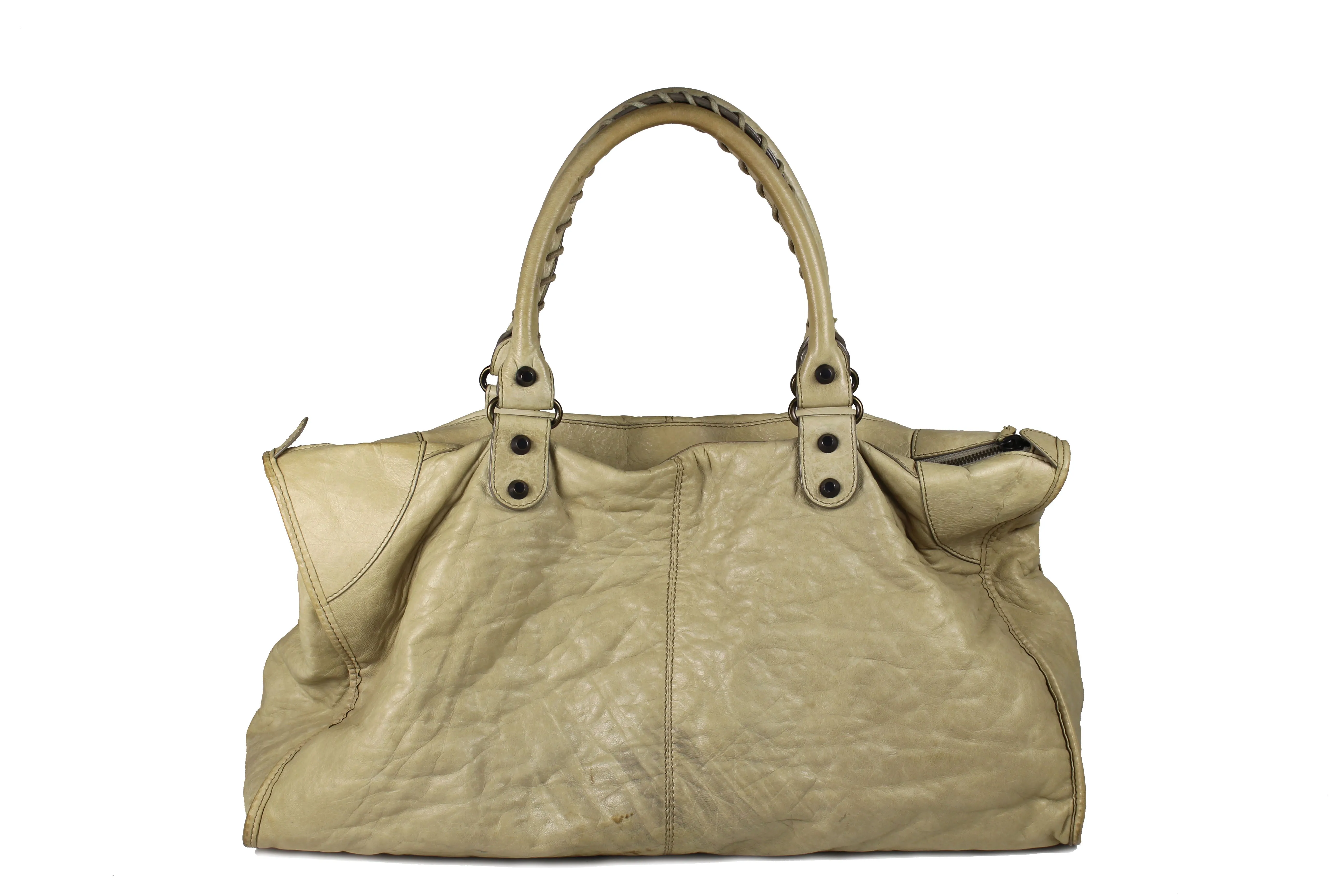 BALENCIAGA Classic City beige leather bag