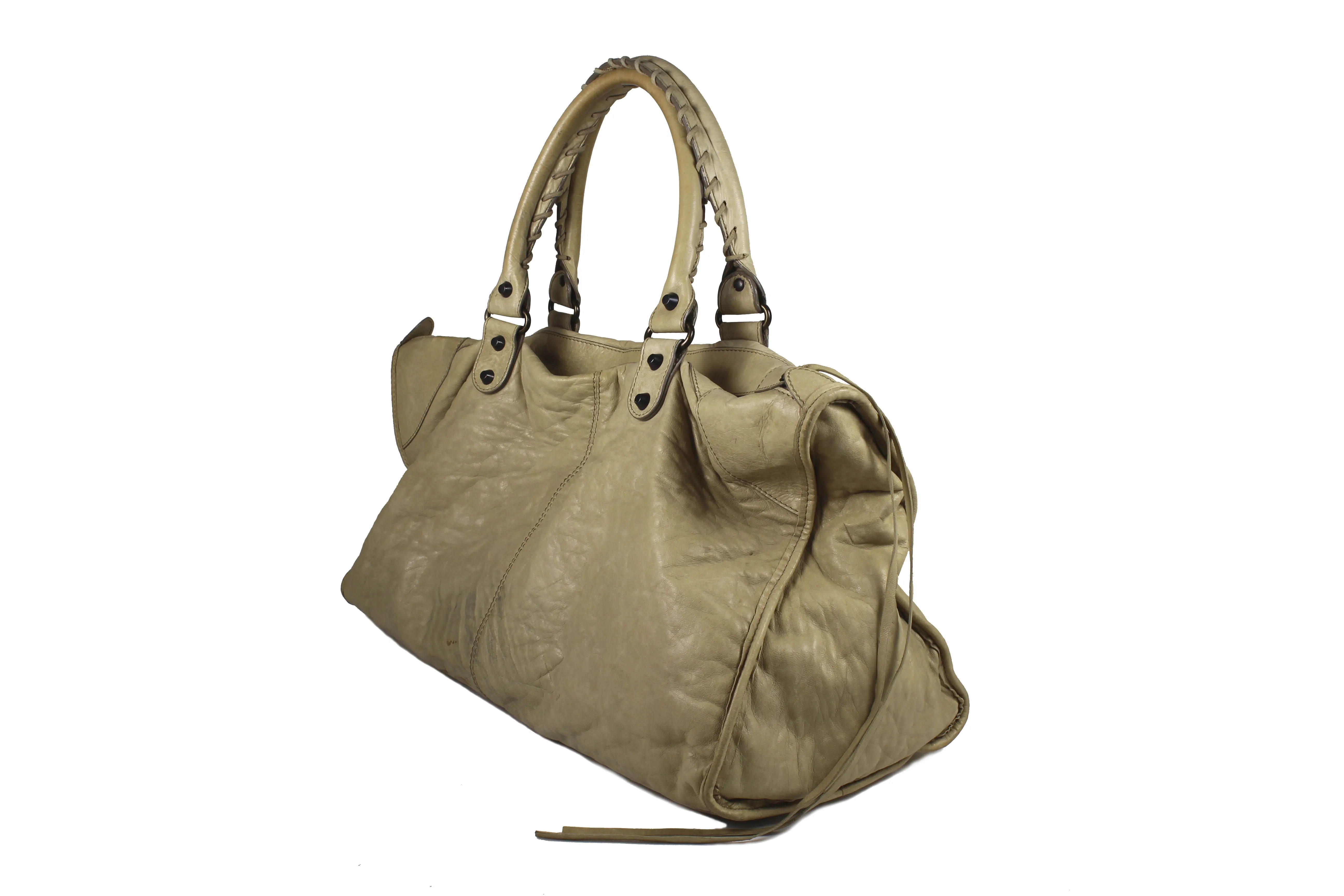 BALENCIAGA Classic City beige leather bag