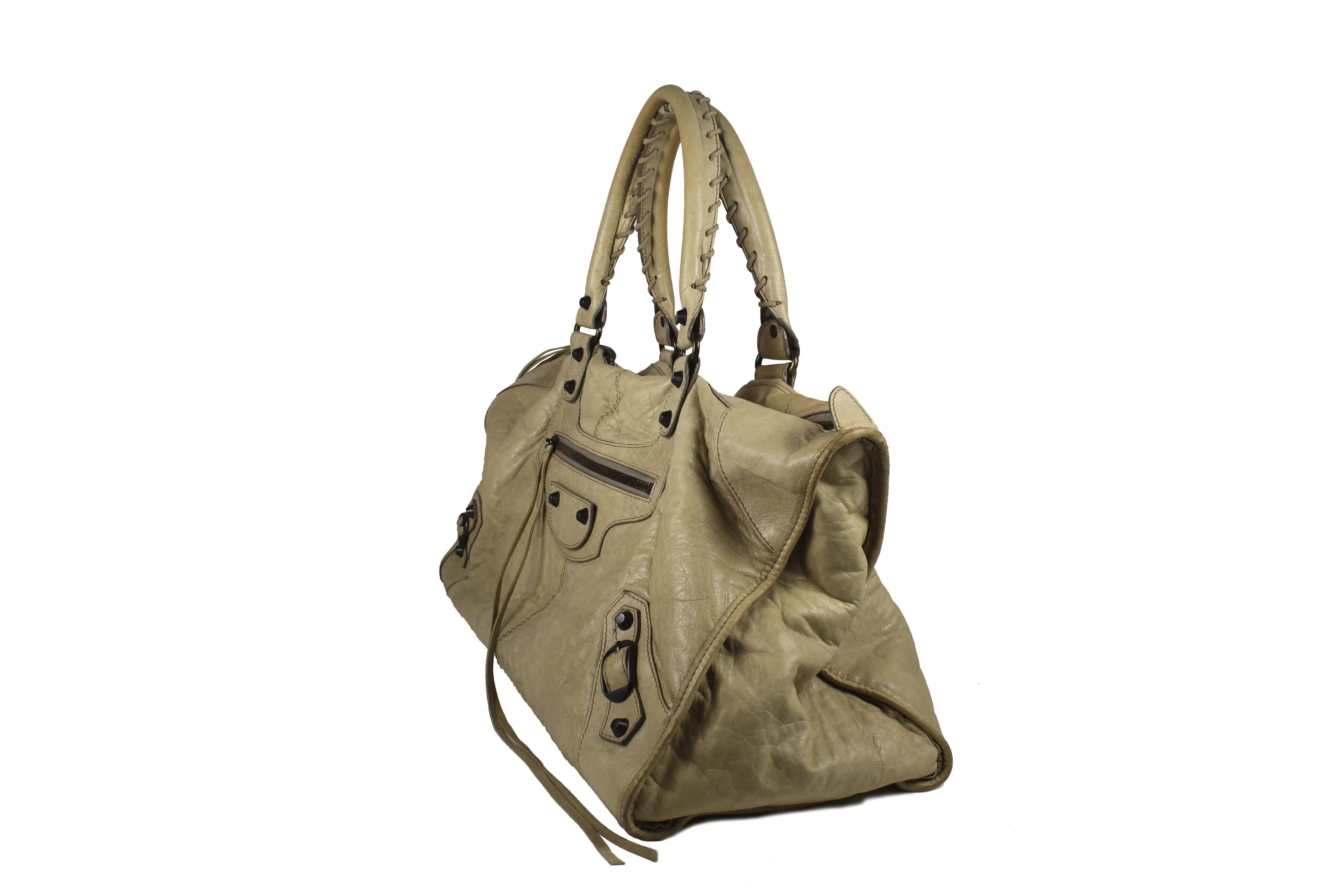 BALENCIAGA Classic City beige leather bag