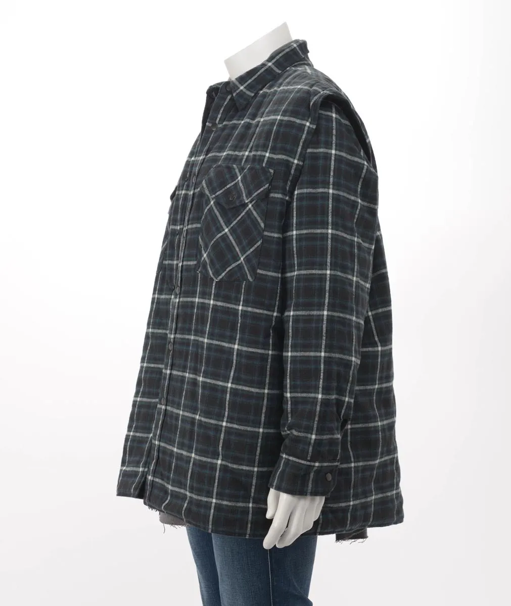 Balenciaga Green & Grey Cotton Check Twinset Shirt FR 38