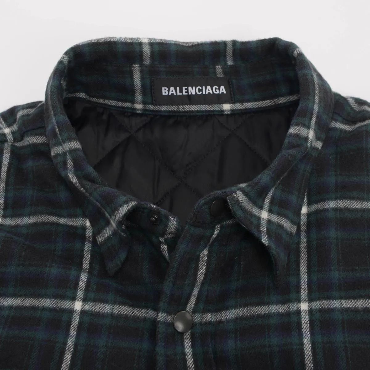 Balenciaga Green & Grey Cotton Check Twinset Shirt FR 38