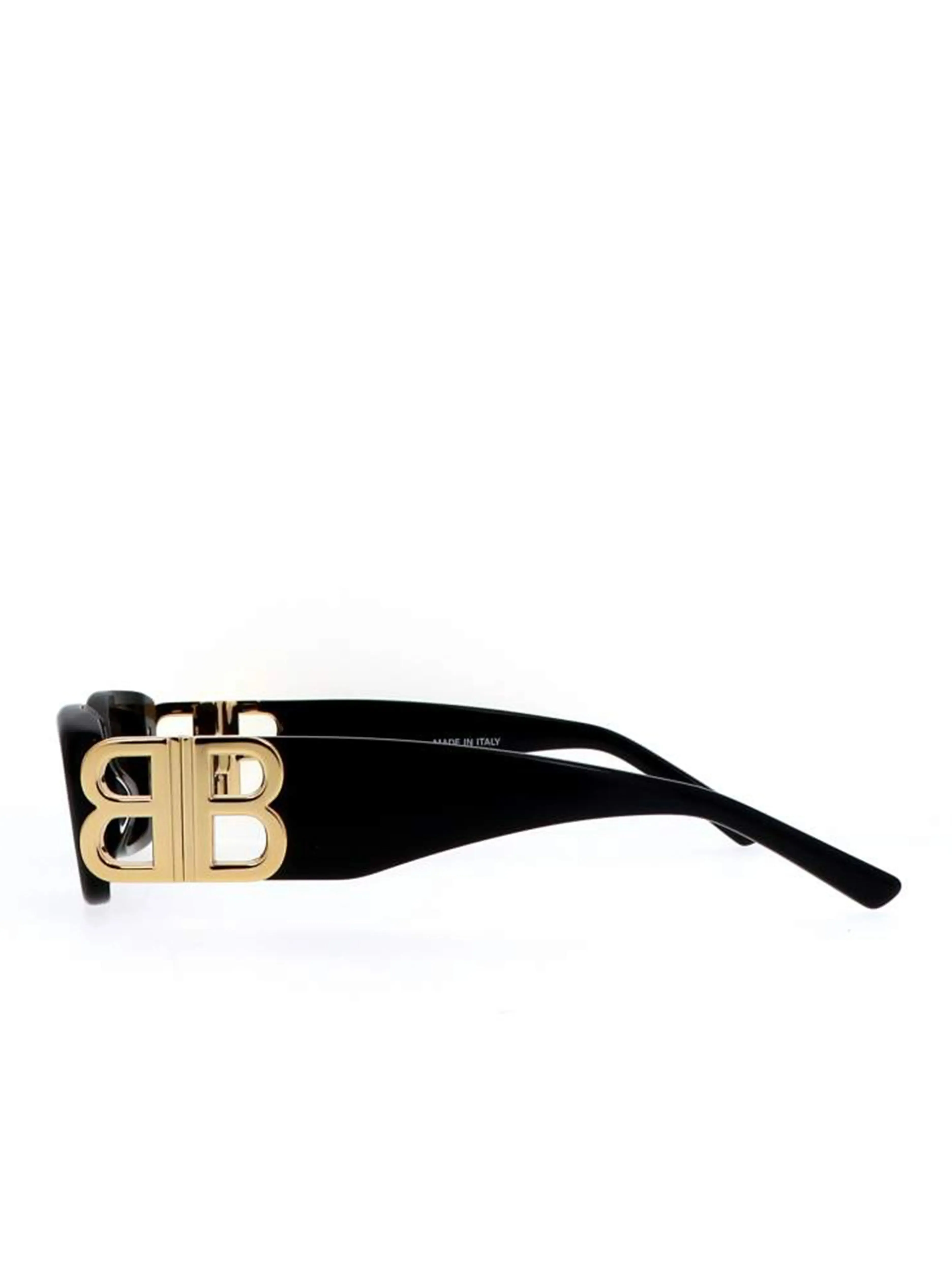 Balenciaga Logo Plaque Rectangular Sunglasses Black/Gold