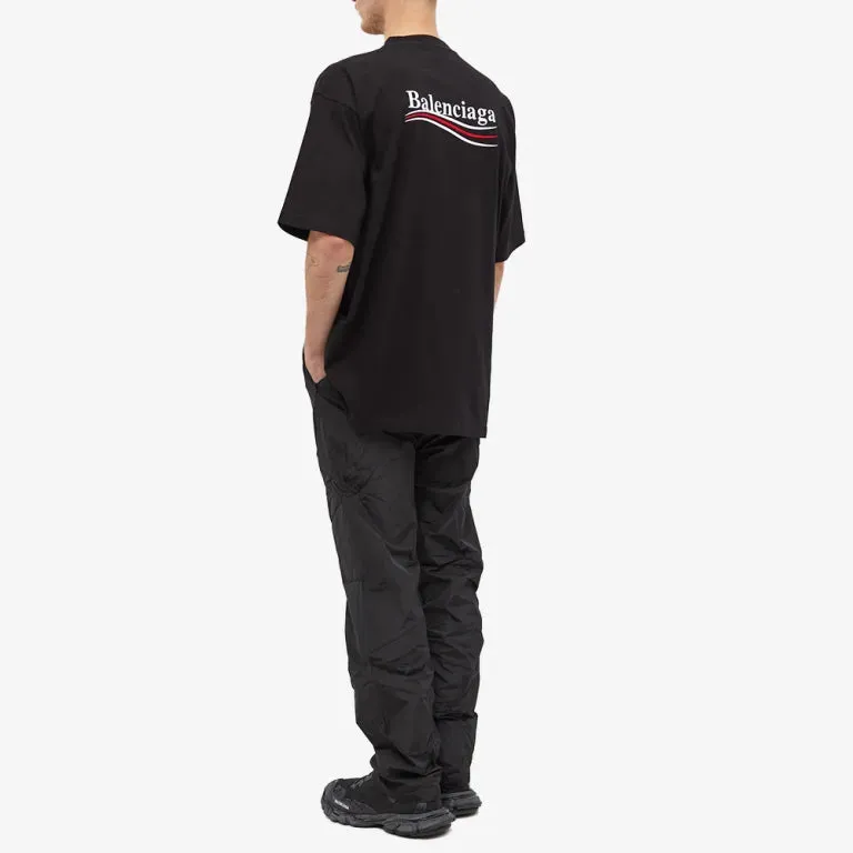 Balenciaga Political Campaign Embroidery Large Fit Tee Black