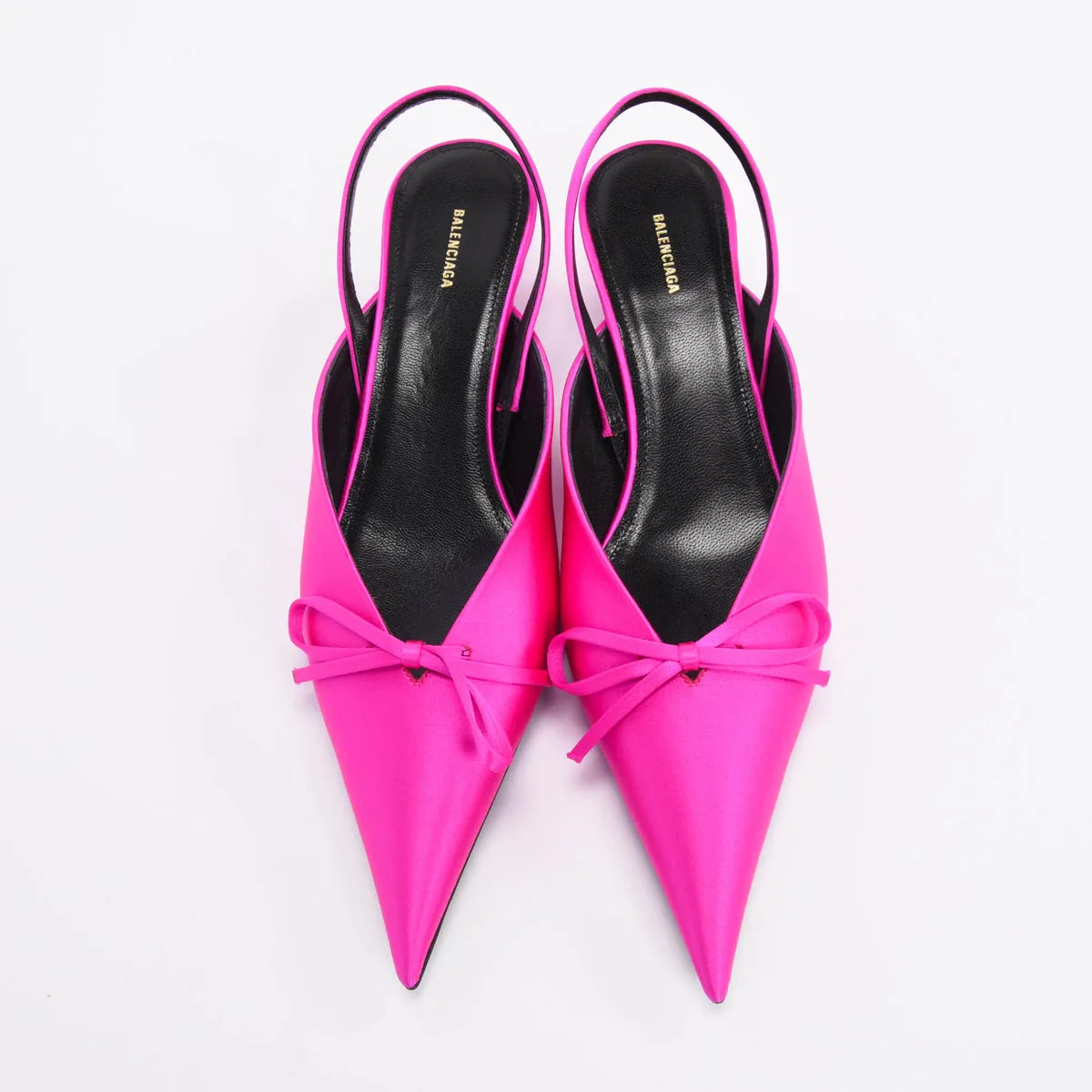 Balenciaga Rose Fuchsia Satin Knife Slingback Pumps 37