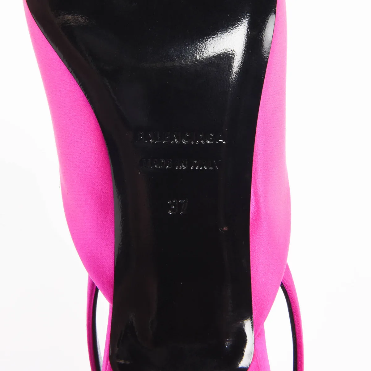 Balenciaga Rose Fuchsia Satin Knife Slingback Pumps 37