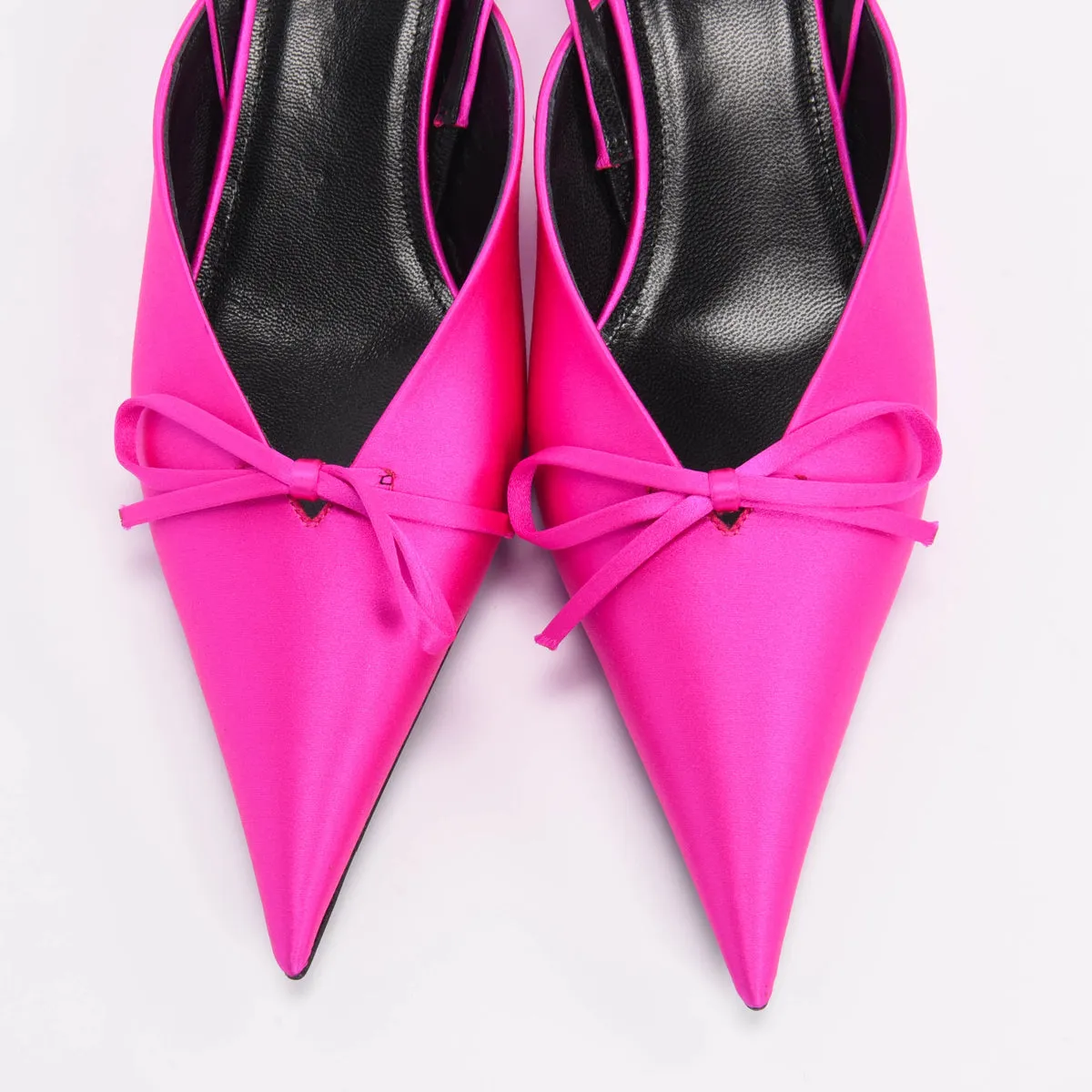 Balenciaga Rose Fuchsia Satin Knife Slingback Pumps 37