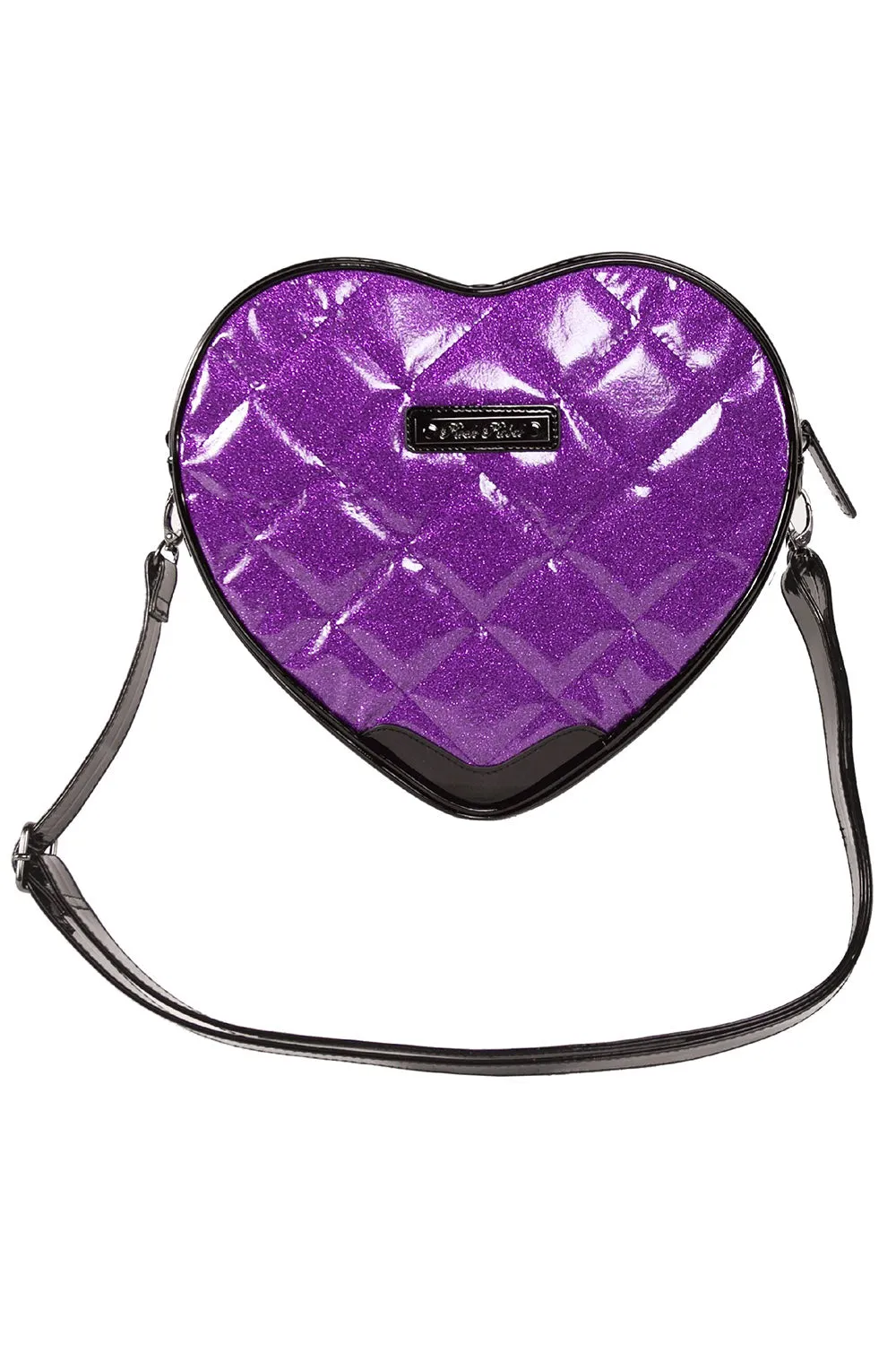 Bat Studded Quilted Heart Shoulder Bag [PURPLE]