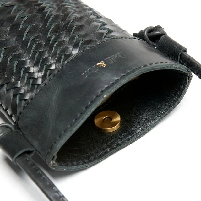 Bell & Fox Kasi Mini Hand Woven Crossbody Bag in Black Leather