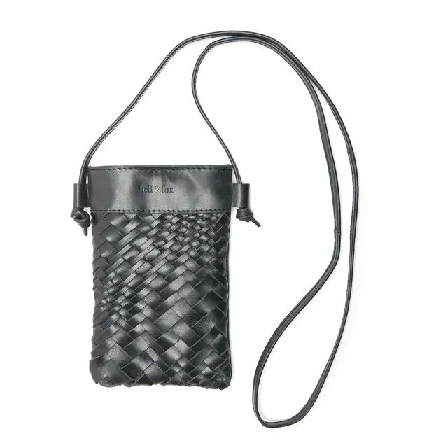 Bell & Fox Kasi Mini Hand Woven Crossbody Bag in Black Leather