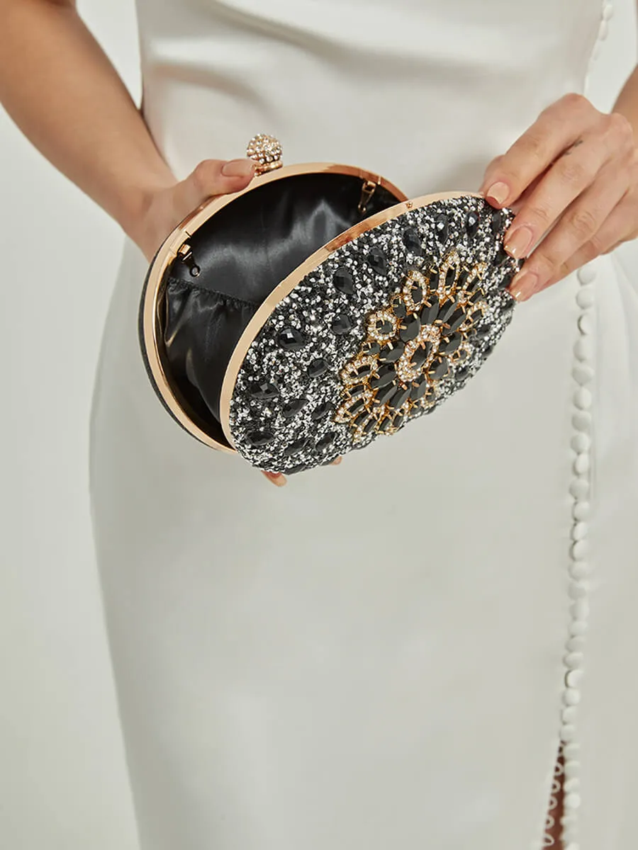 Black Artificial Diamond Evening Clutch