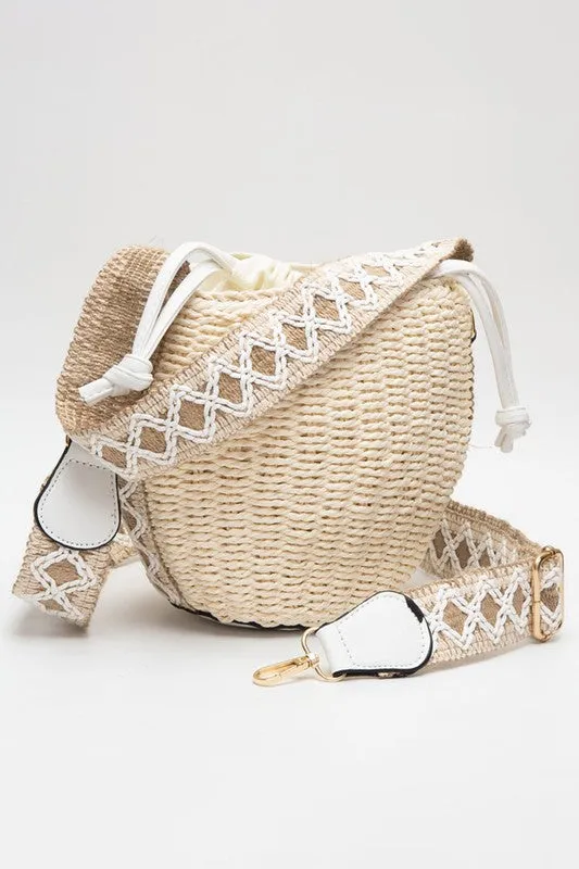 Boho Strap Straw Bucket Bag