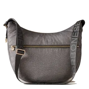 Borsa a Tracolla BORBONESE Luna Bag Medium linea Jet Op in Tessuto Colore Clay Grey