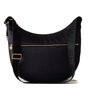 Borsa a Tracolla BORBONESE Luna Bag Medium linea Jet Op in Tessuto Colore Dark Black