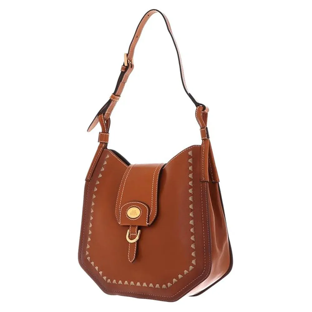 Borsa Donna a Spalla THE BRIDGE linea Ada in Pelle Ricamata color Cognac