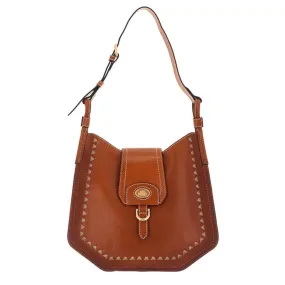 Borsa Donna a Spalla THE BRIDGE linea Ada in Pelle Ricamata color Cognac