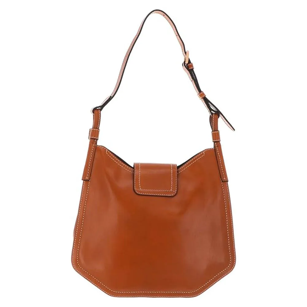 Borsa Donna a Spalla THE BRIDGE linea Ada in Pelle Ricamata color Cognac