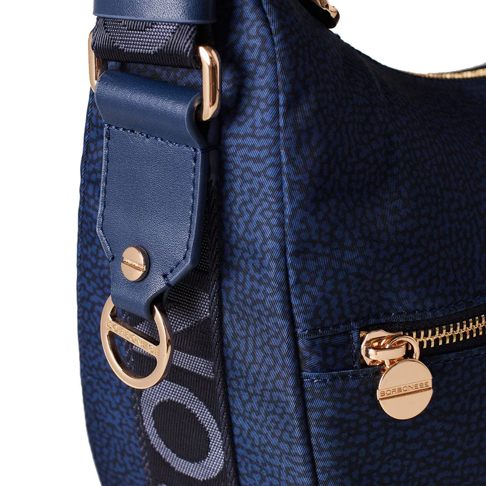 Borsa Donna a Tracolla BORBONESE Luna Bag Middle linea Jet Op in Nylon Blu