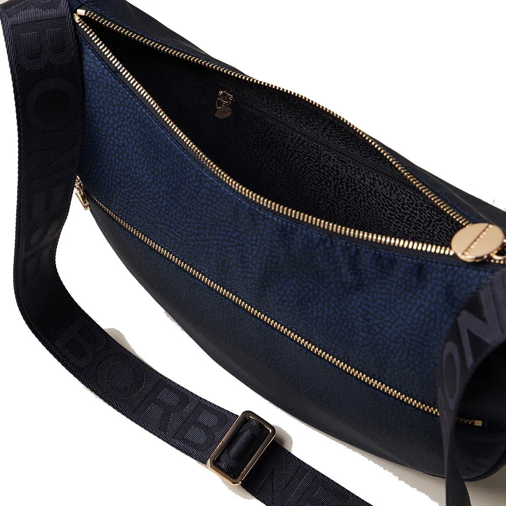 Borsa Donna a Tracolla BORBONESE Luna Bag Middle linea Jet Op in Nylon Blu