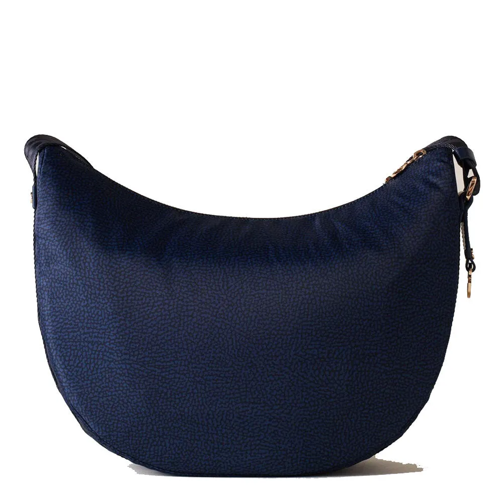 Borsa Donna a Tracolla BORBONESE Luna Bag Middle linea Jet Op in Nylon Blu