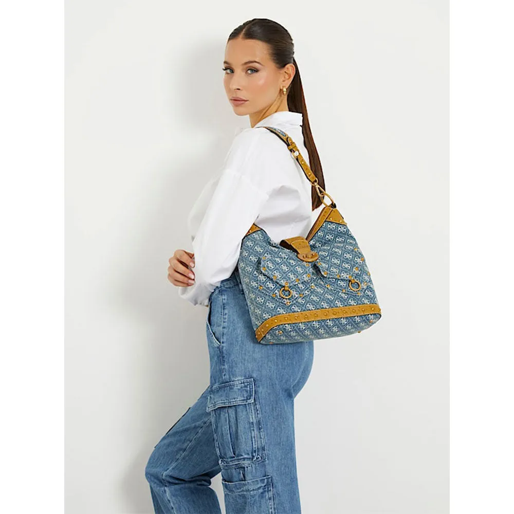 Borsa Donna Hobo a Spalla GUESS Linea Sardinia Colore Denim Logo