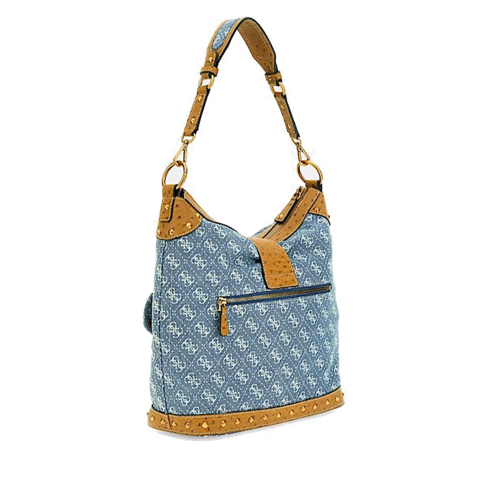 Borsa Donna Hobo a Spalla GUESS Linea Sardinia Colore Denim Logo