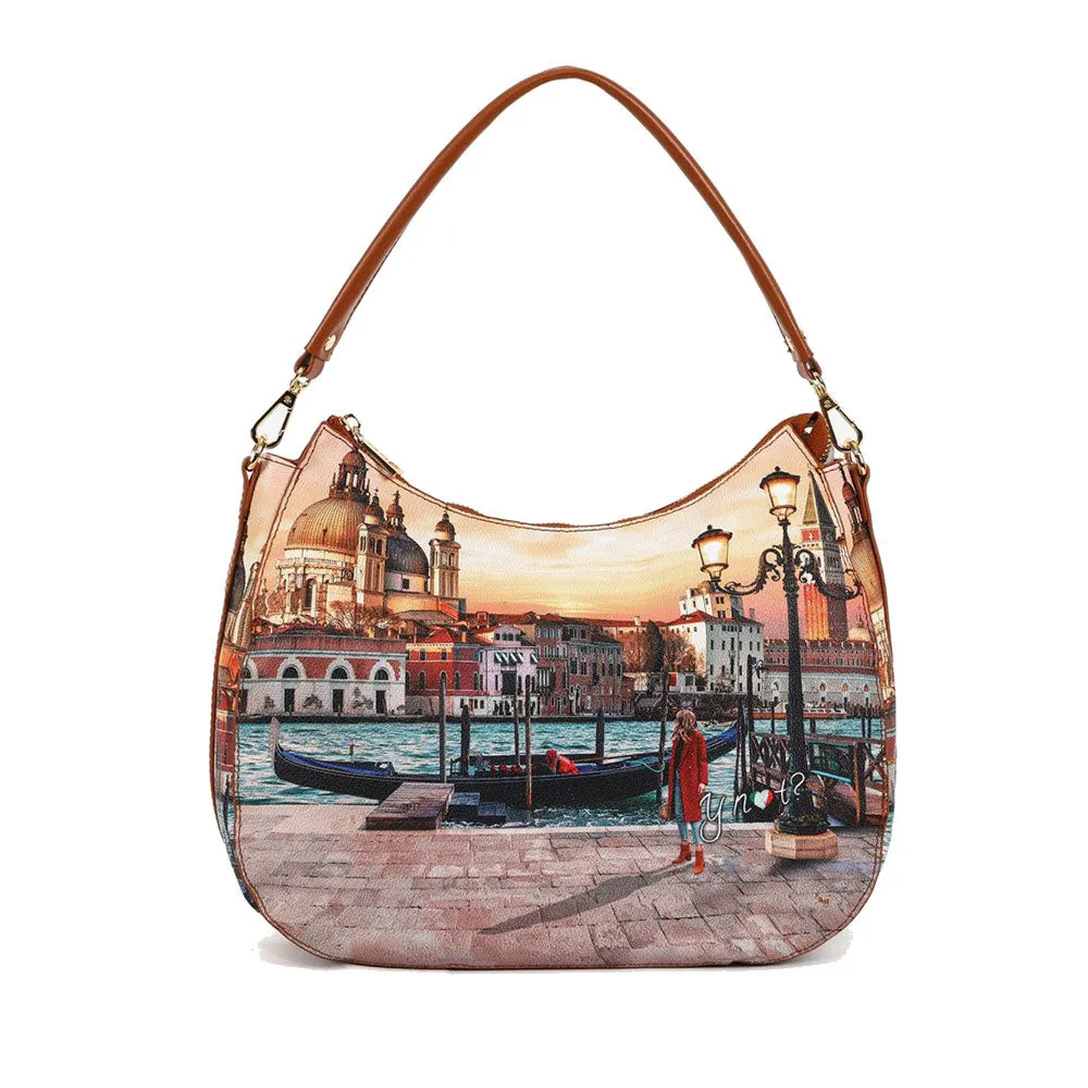 Borsa Donna Hobo Bag Y NOT YES-629 stampa Venice Sunset