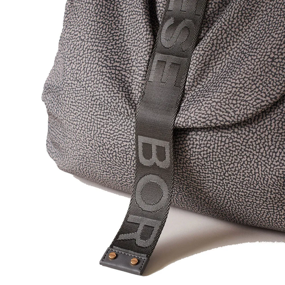 Borsa Donna Hobo con Pattina BORBONESE linea Cloudette Medium in Tessuto Jet Op colore Clay Grey