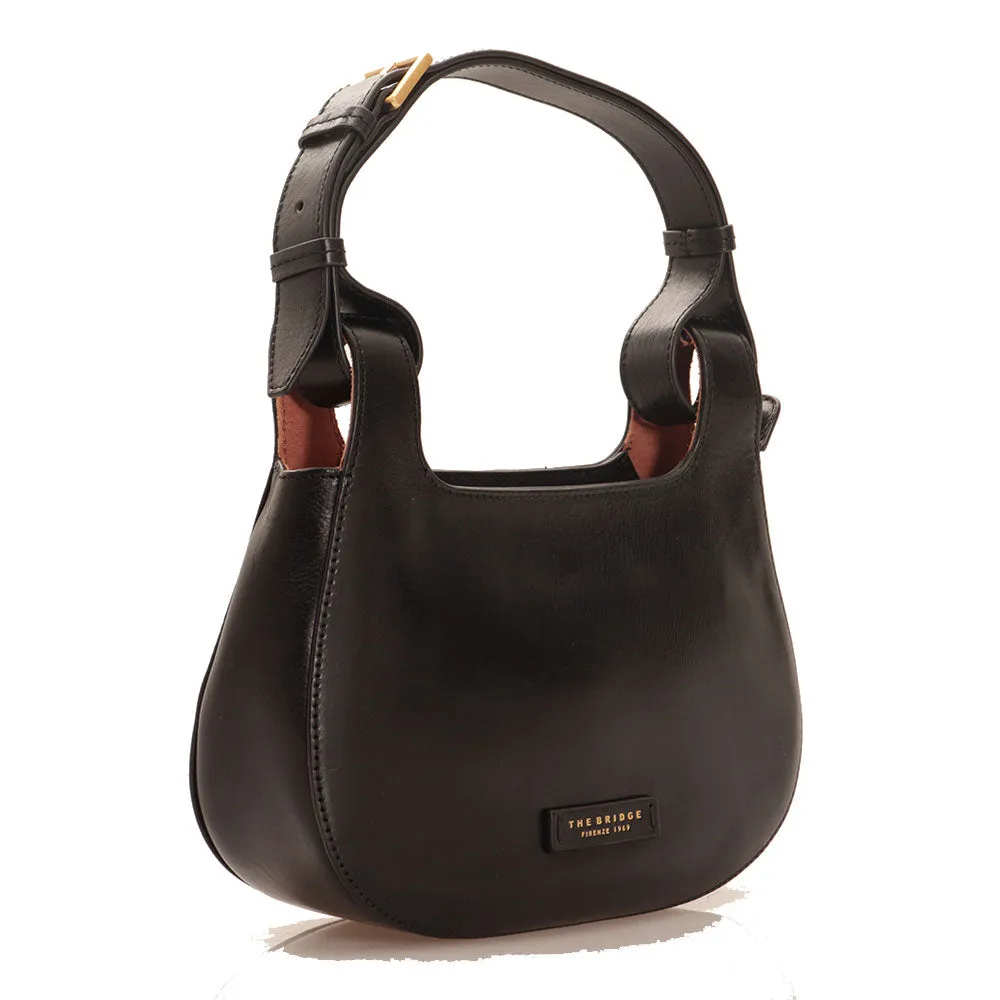 Borsa Donna Hobo Piccola a Spalla THE BRIDGE in Pelle Nera linea Lucia