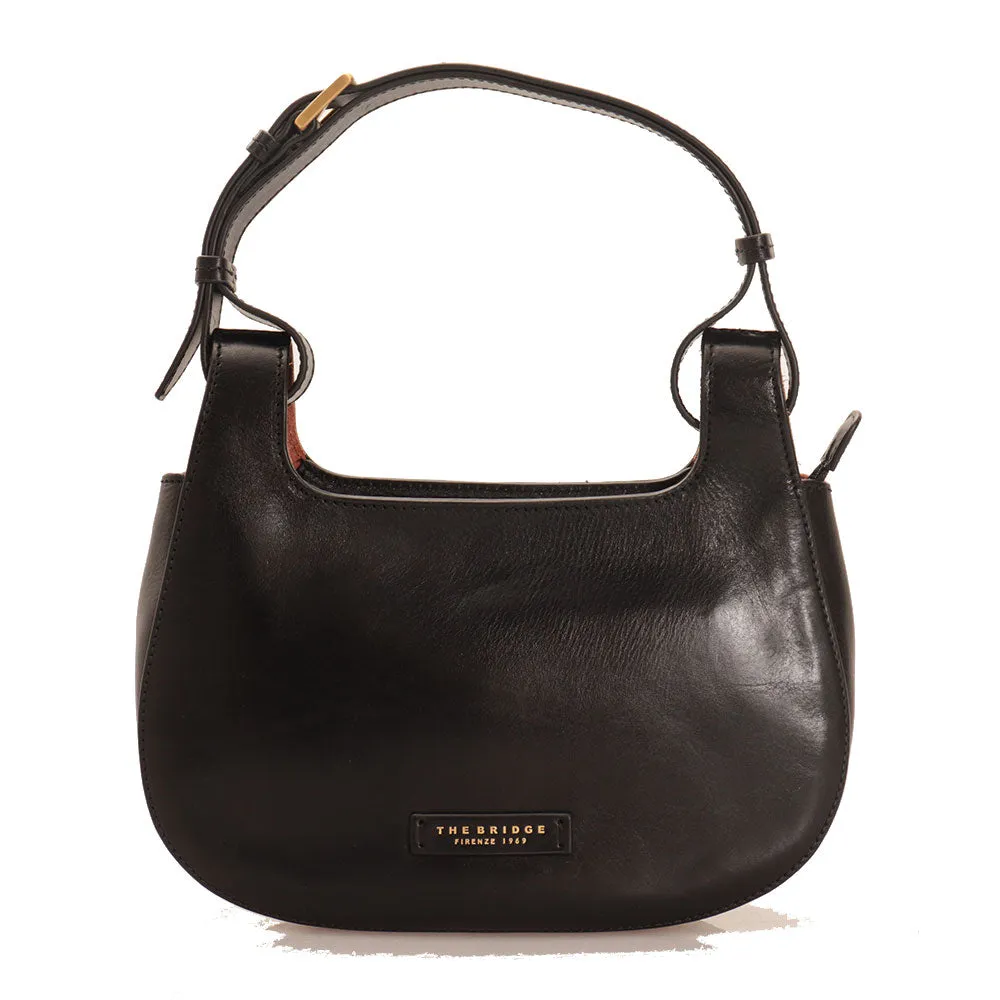 Borsa Donna Hobo Piccola a Spalla THE BRIDGE in Pelle Nera linea Lucia