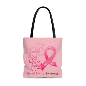 Breast Cancer Awareness Heart Large "Pink" Tote Bag (Dual-Sided Design)