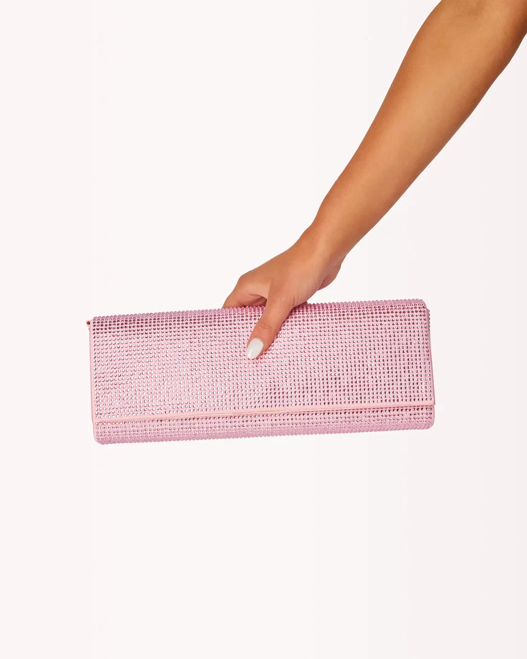 BRIELLE CLUTCH BAG - BALLET PINK-DIAMANTE