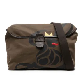 Canvas Lion Messenger Bag - Khaki