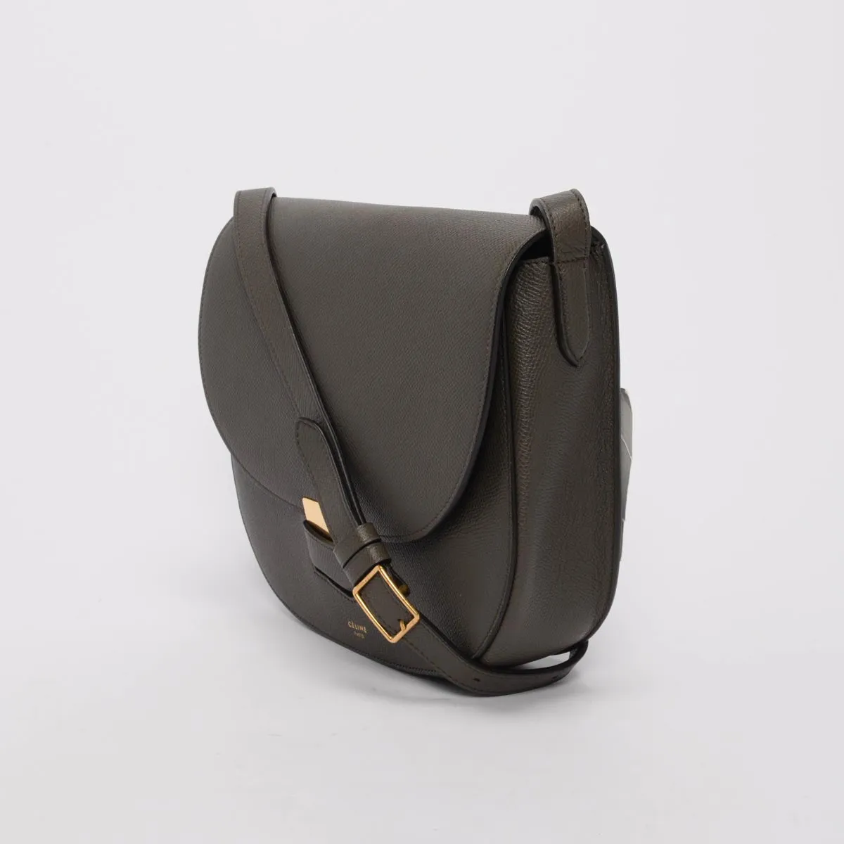 Celine Anthracite Grained Calfskin Trotteur Bag