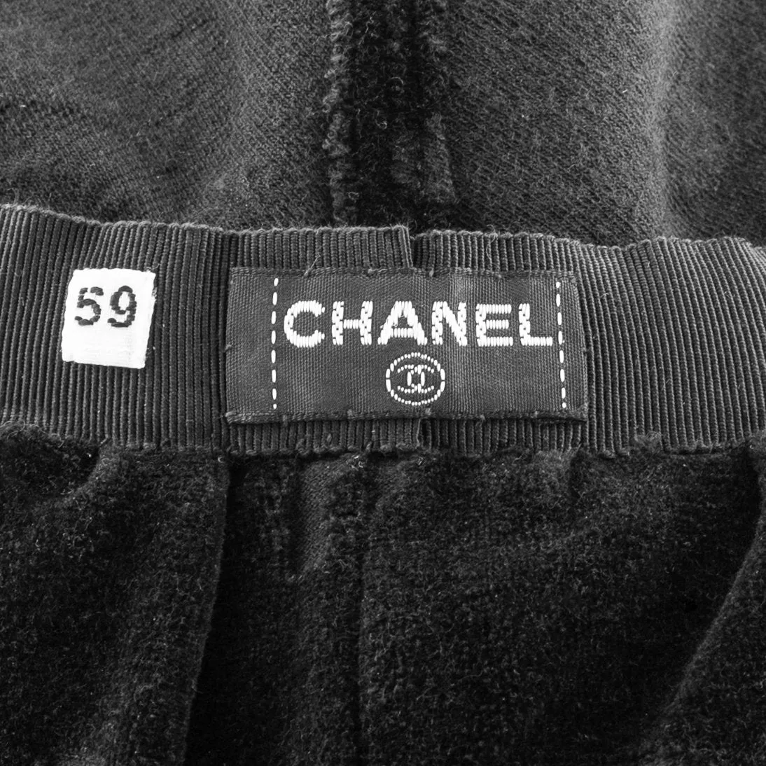 Chanel Black Velour Logo Spring 1996 Bucket Hat