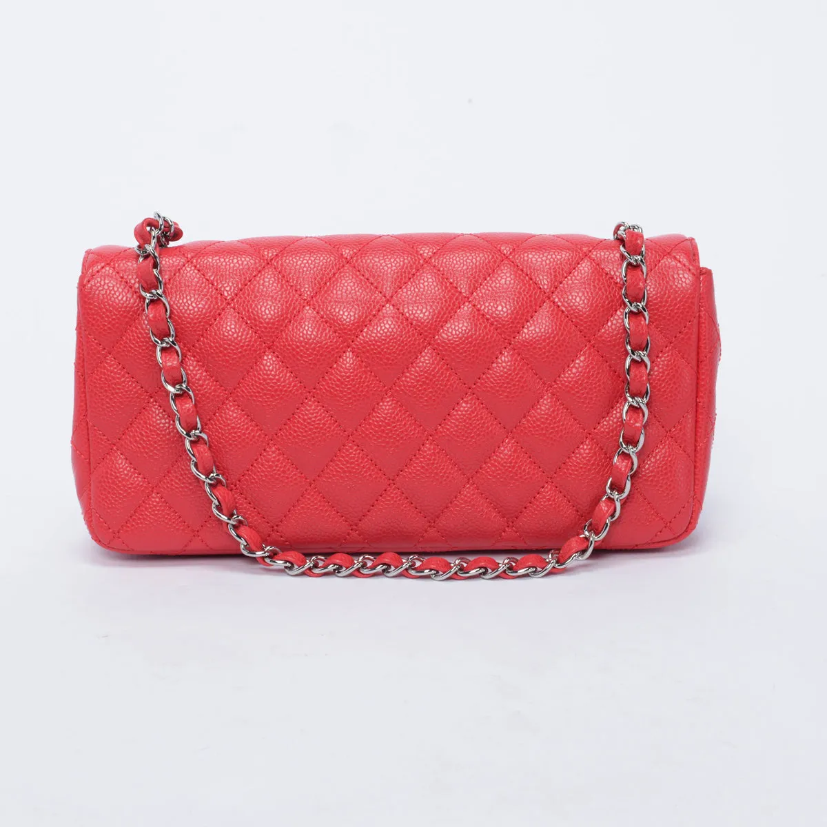 Chanel Red Caviar Leather East West Flap Bag