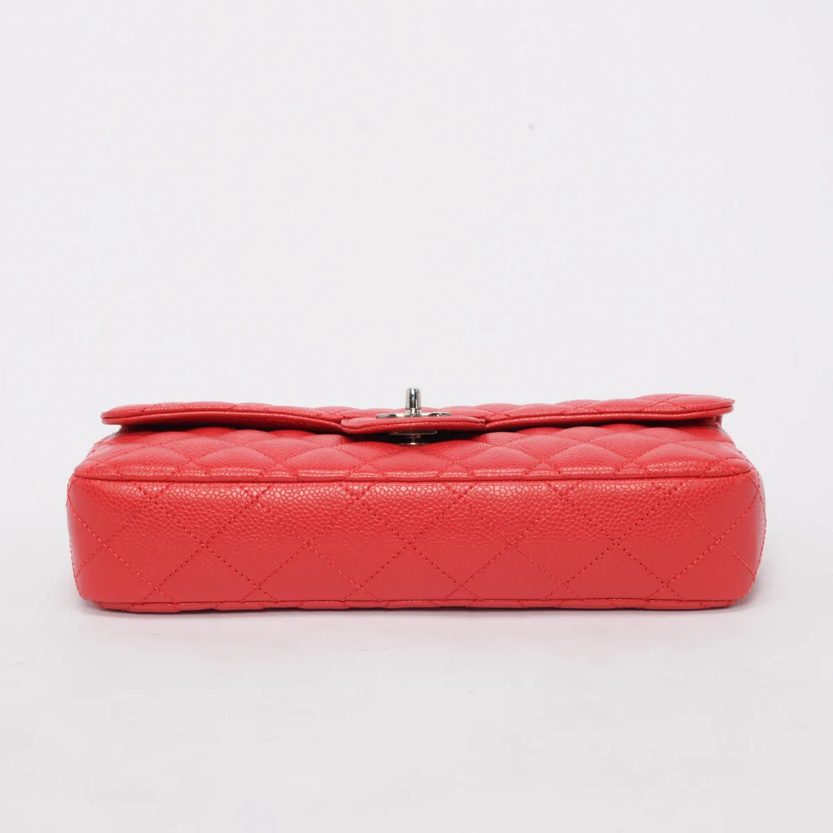 Chanel Red Caviar Leather East West Flap Bag