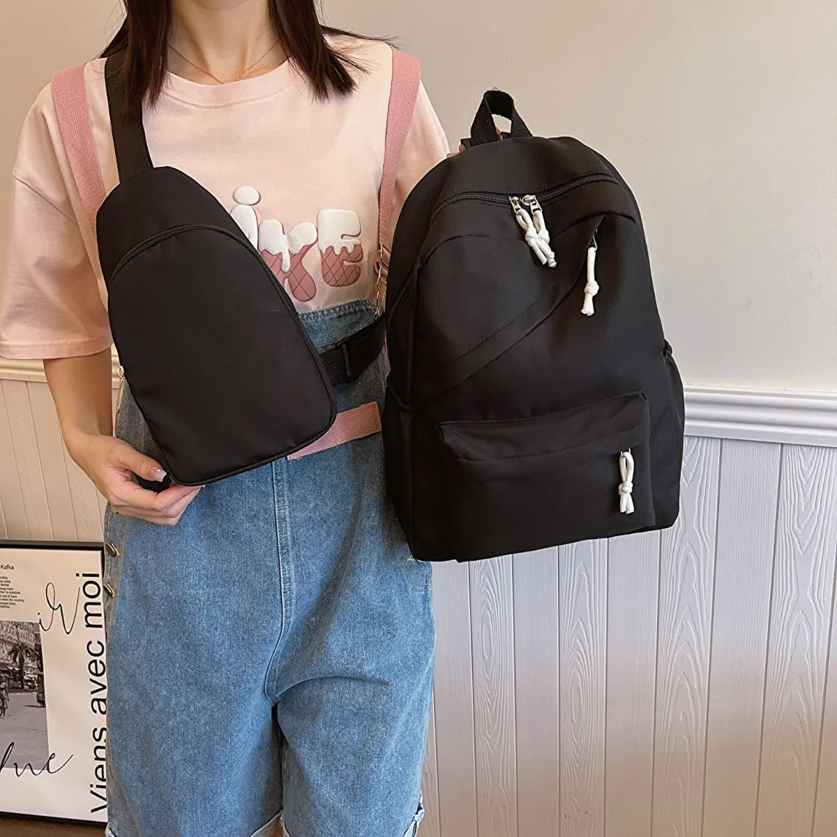 Cloth Backpack Bag and Sling Bag 2 Piece Set