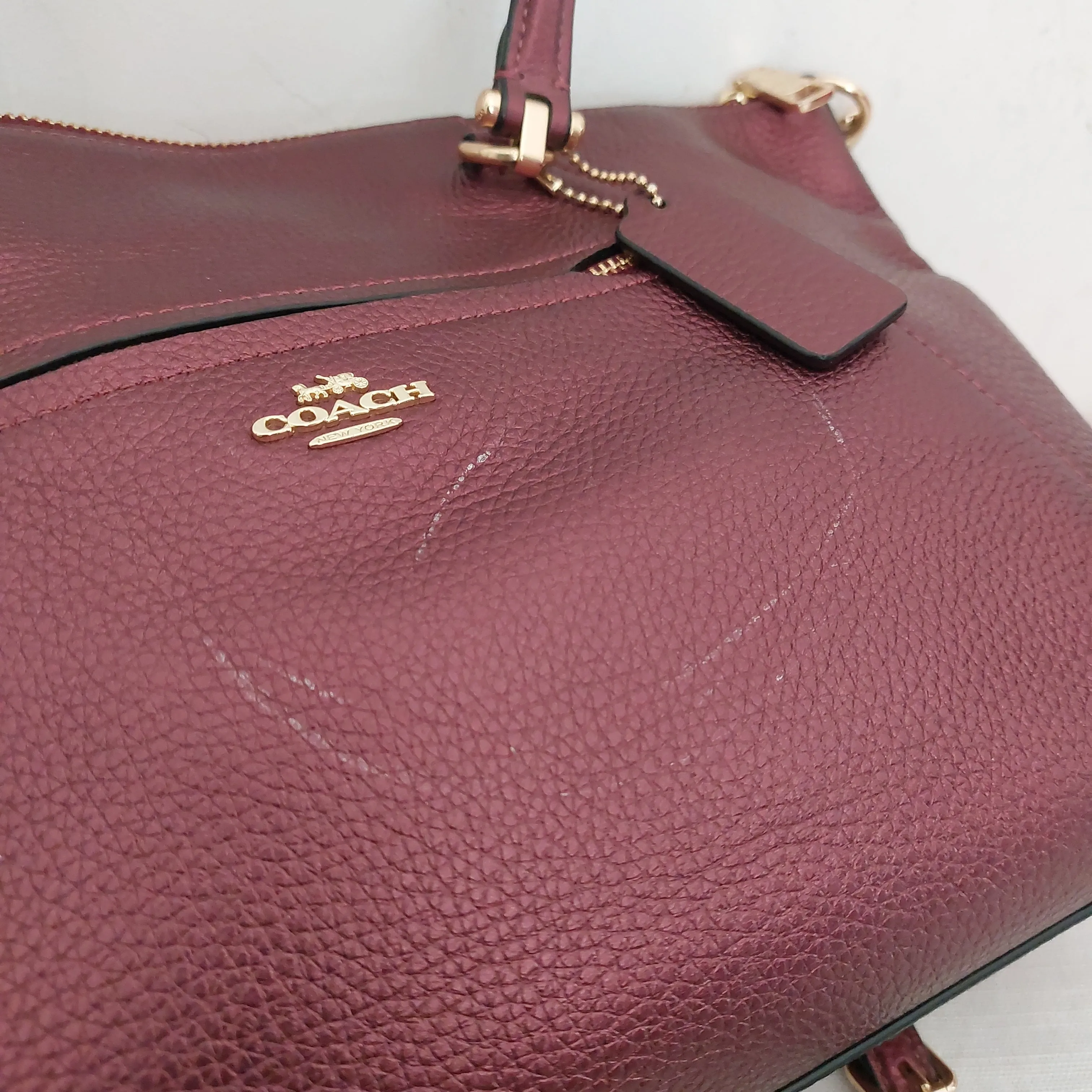 Coach Burgundy Metallic Leather 'Prairie' Satchel | Pre Loved |