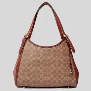 COACH Coated Canvas Signature Lori Shoulder Bag Tan/Rust C4825